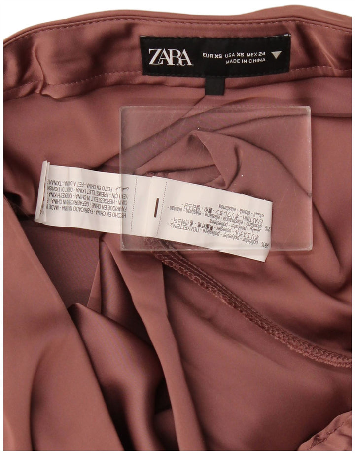 ZARA Saia Maxi Feminina XS W24 Poliéster Borgonha
