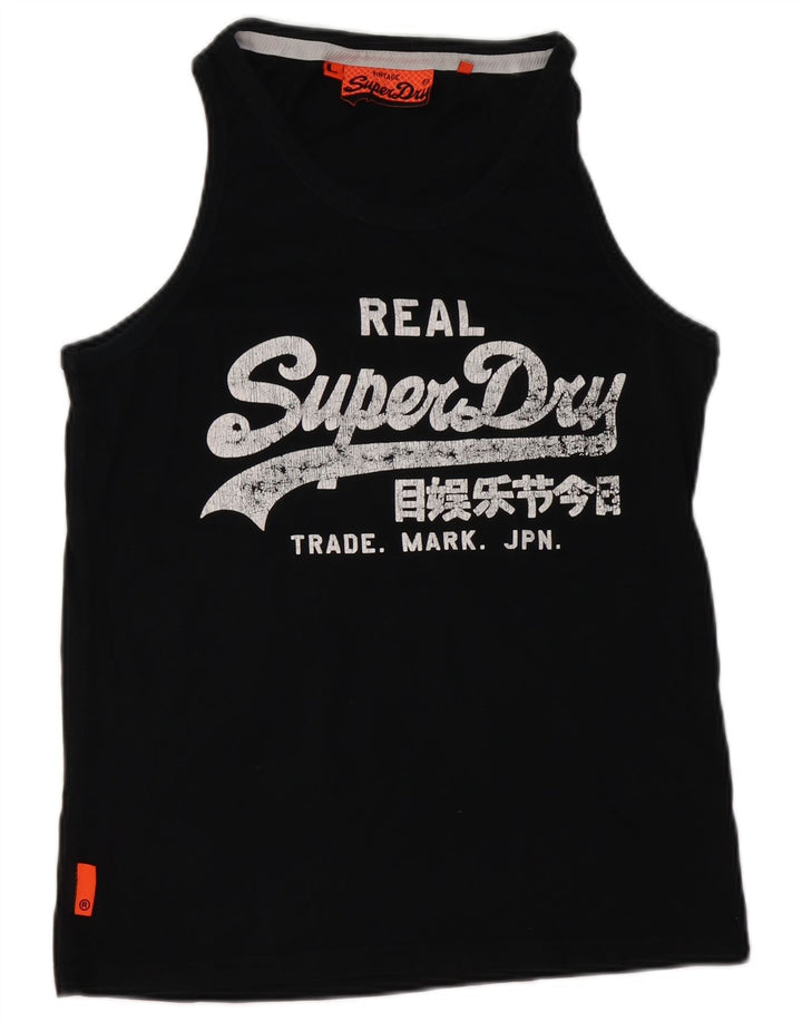 Superdry Mens Graphic Vest Top Grande Algodão Preto