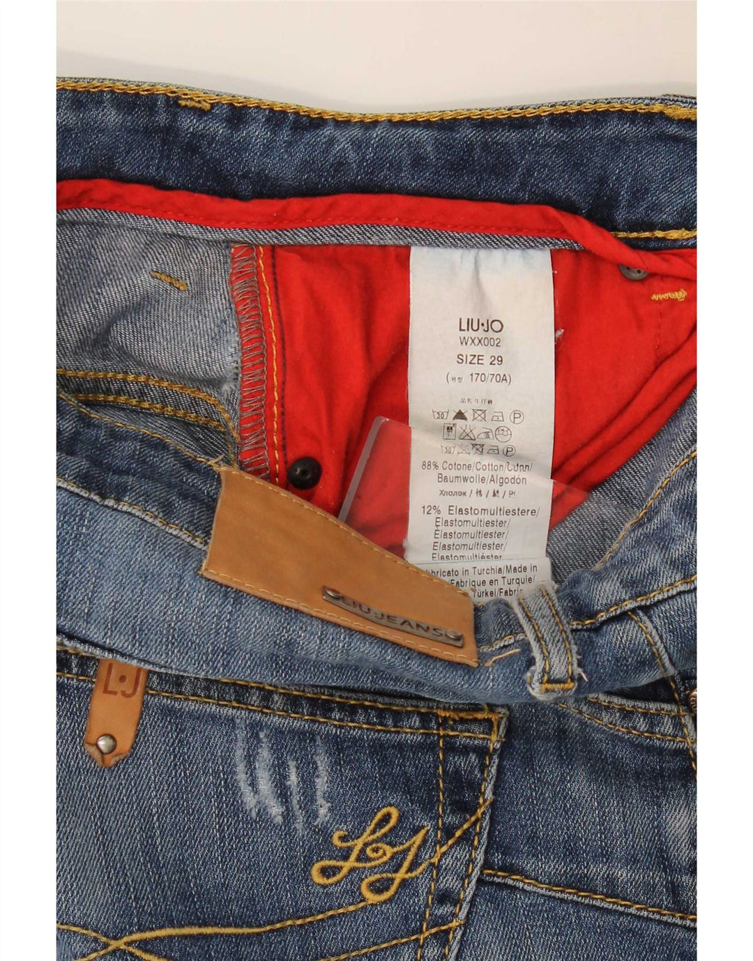 Liu Jo Jeans feminino slim desgastado W29 L31 algodão azul