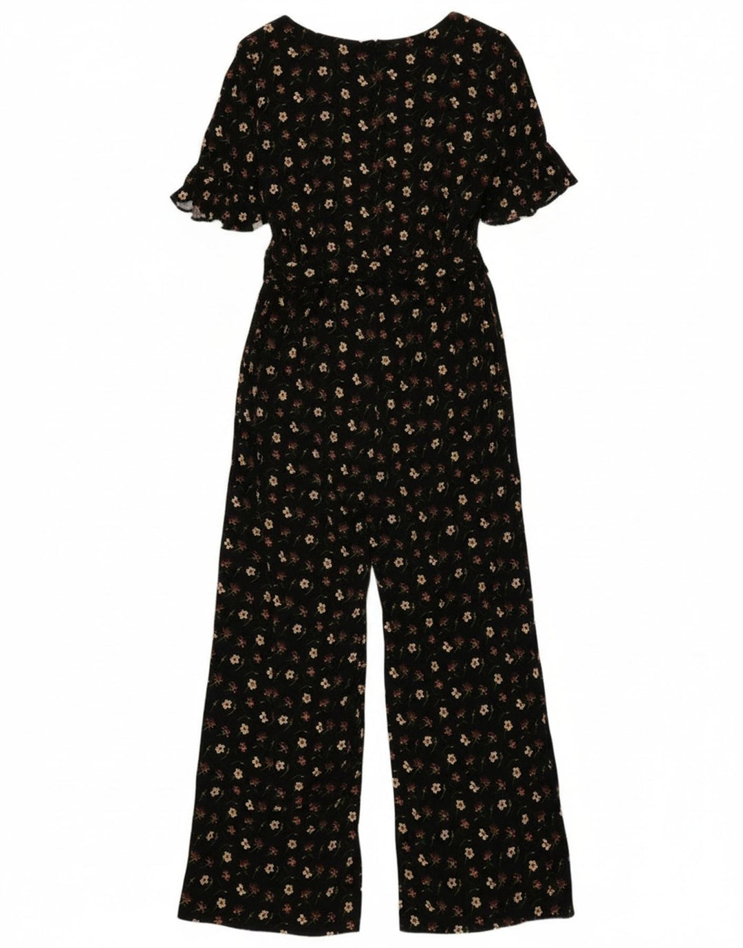 Macacão feminino Oasis de manga curta UK 14 médio preto floral