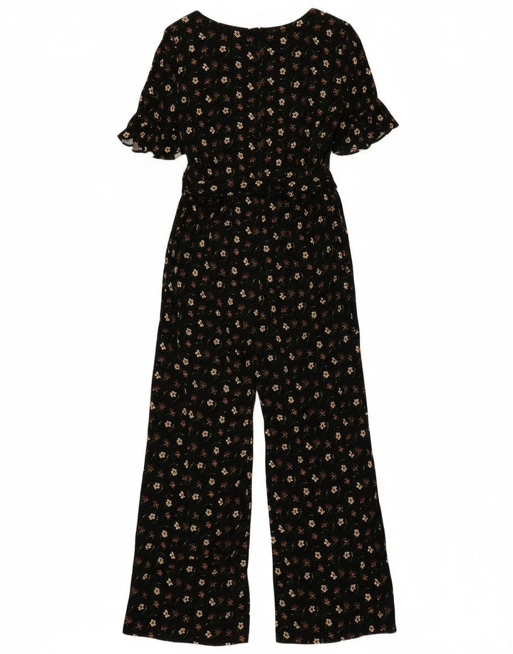 Macacão feminino Oasis de manga curta UK 14 médio preto floral