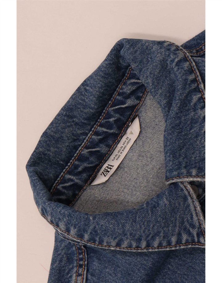 Camisa jeans oversized assimétrica feminina Zara Reino Unido 18 XL azul