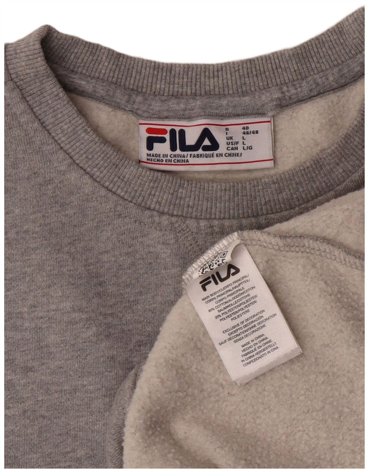 FILA moletom feminino jumper UK 16 grande algodão cinza