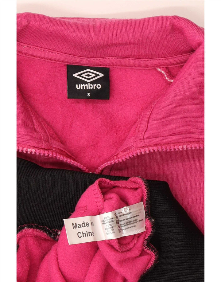 Umbro Womens Tracksuit Top Jacket UK 10 Small Pink Colourblock Poliéster