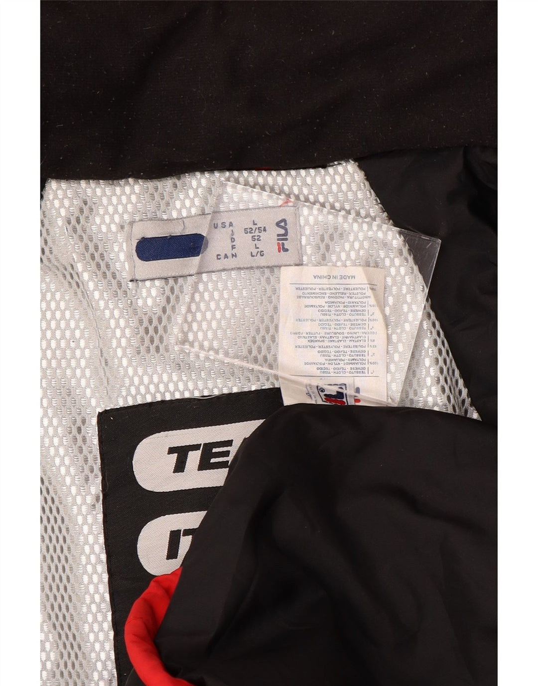 Jaqueta corta-vento masculina Fila com capuz UK 40 grande vermelho colorblock poliamida