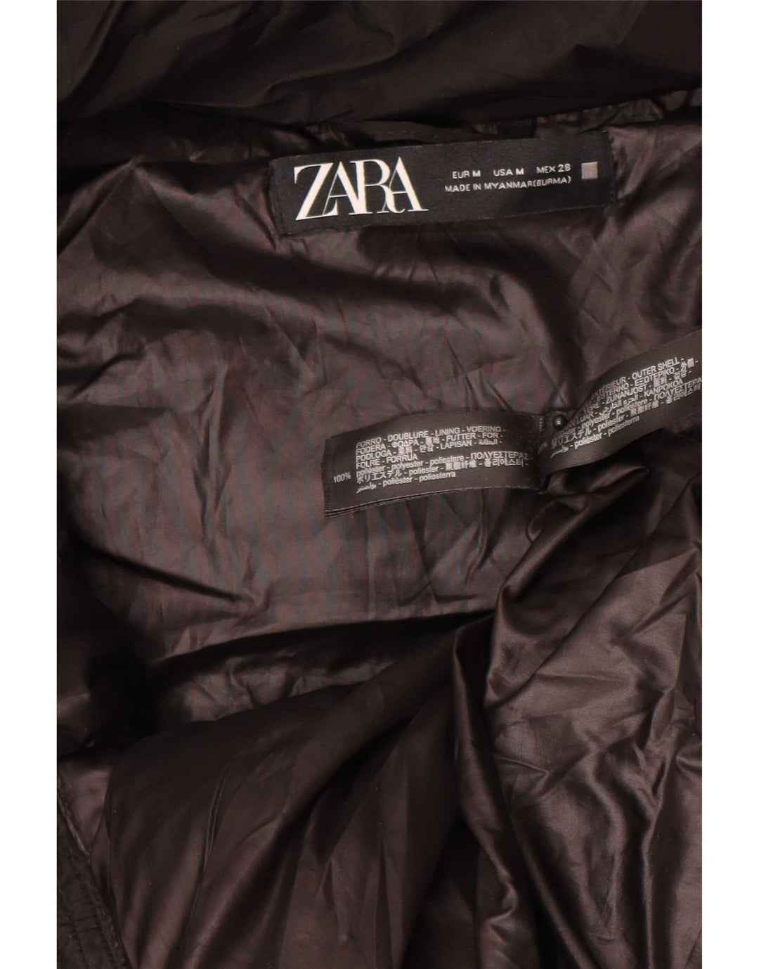 Zara Casaco masculino com capuz e acolchoado de grandes dimensões UK 14 Médio Preto Poliéster