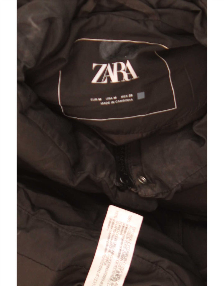 Zara Womens Oversized acolchoado Gilet UK 14 médio preto poliéster