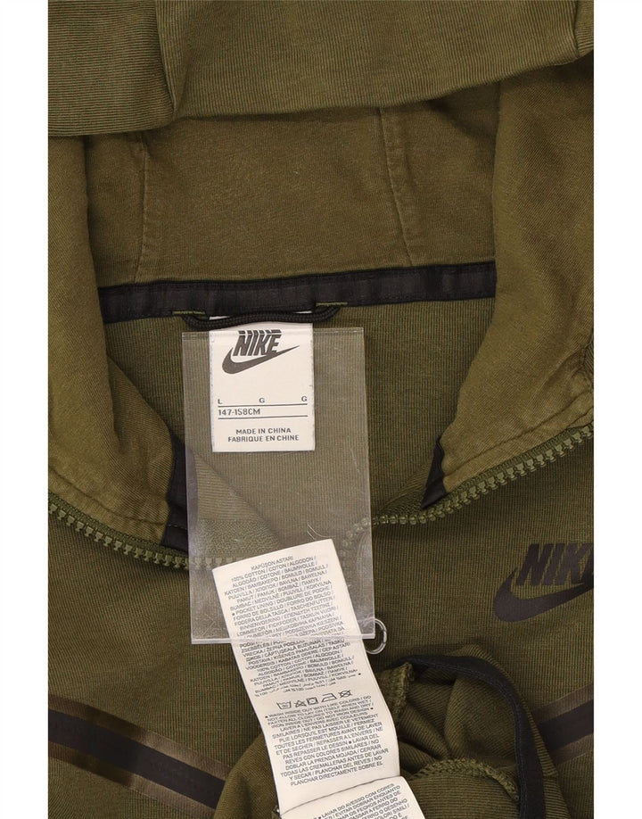 NIKE Boys Zip Hoodie Sweater 12-13 Years Large Khaki Cotton Vintage Nike and Second-Hand Nike from Messina Hembry 