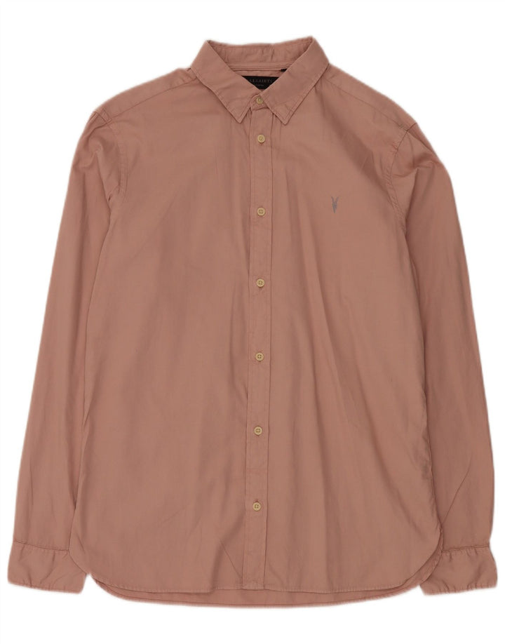 Camisa masculina All Saints de algodão rosa médio