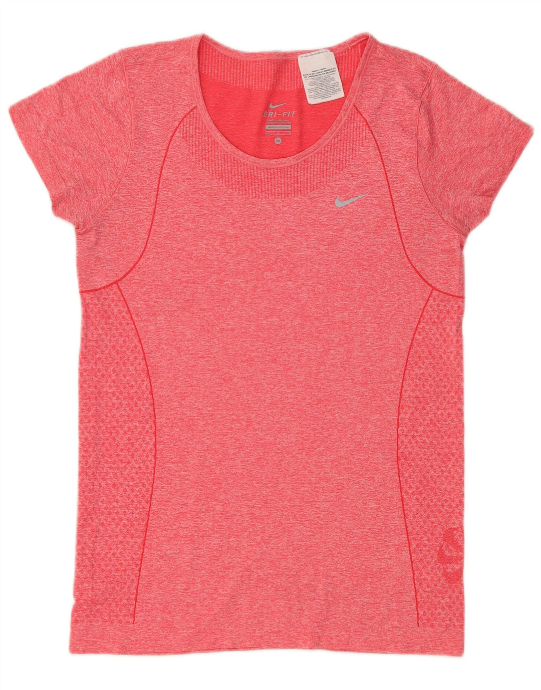 Camiseta feminina Nike Dri Fit Top UK 12 poliéster manchado vermelho médio