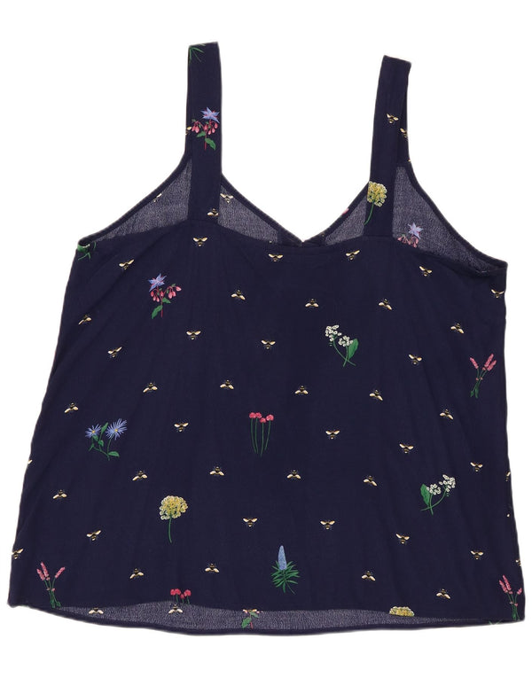 Joules Top feminino com padrão abstrato cami UK 20 2XL azul marinho viscose