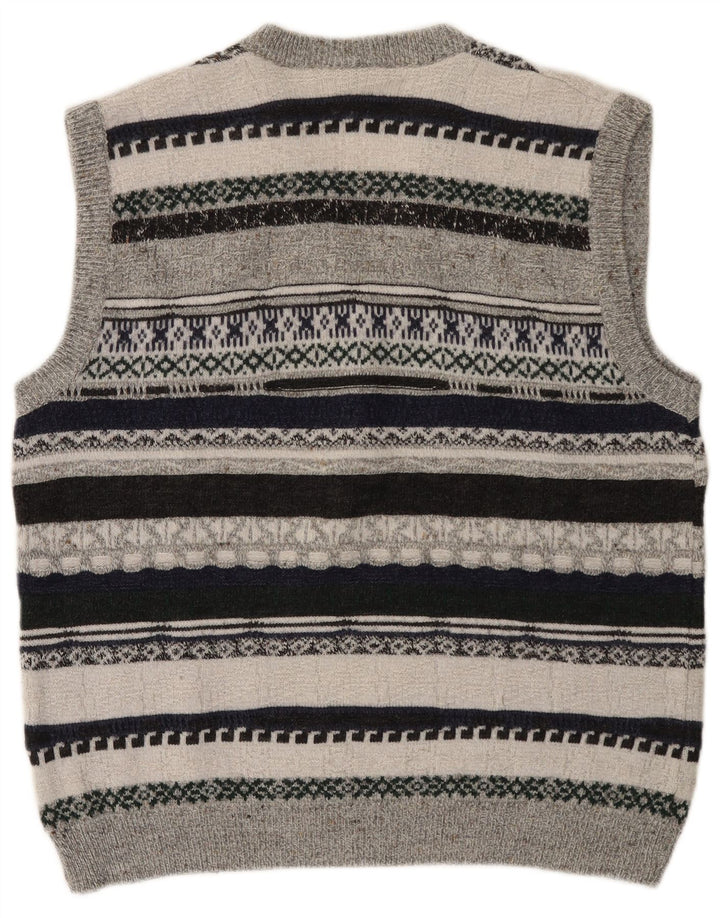 Regata masculina VINTAGE com listras cinza médio poliacrílico