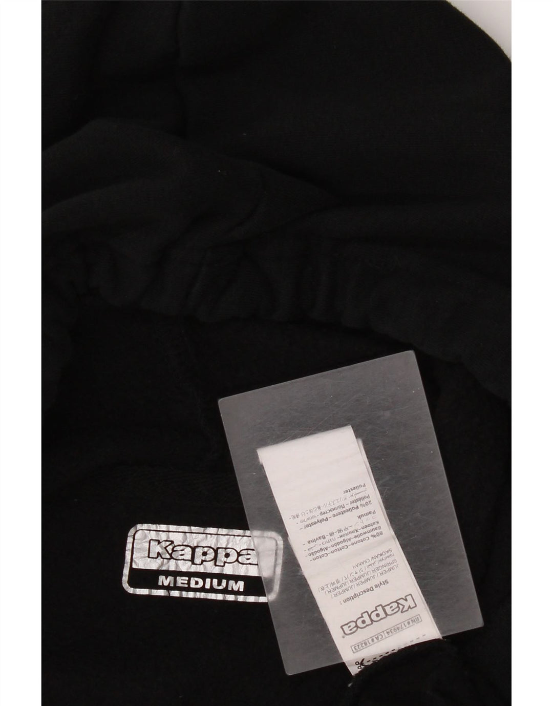 Kappa feminino gráfico moletom com capuz médio algodão preto