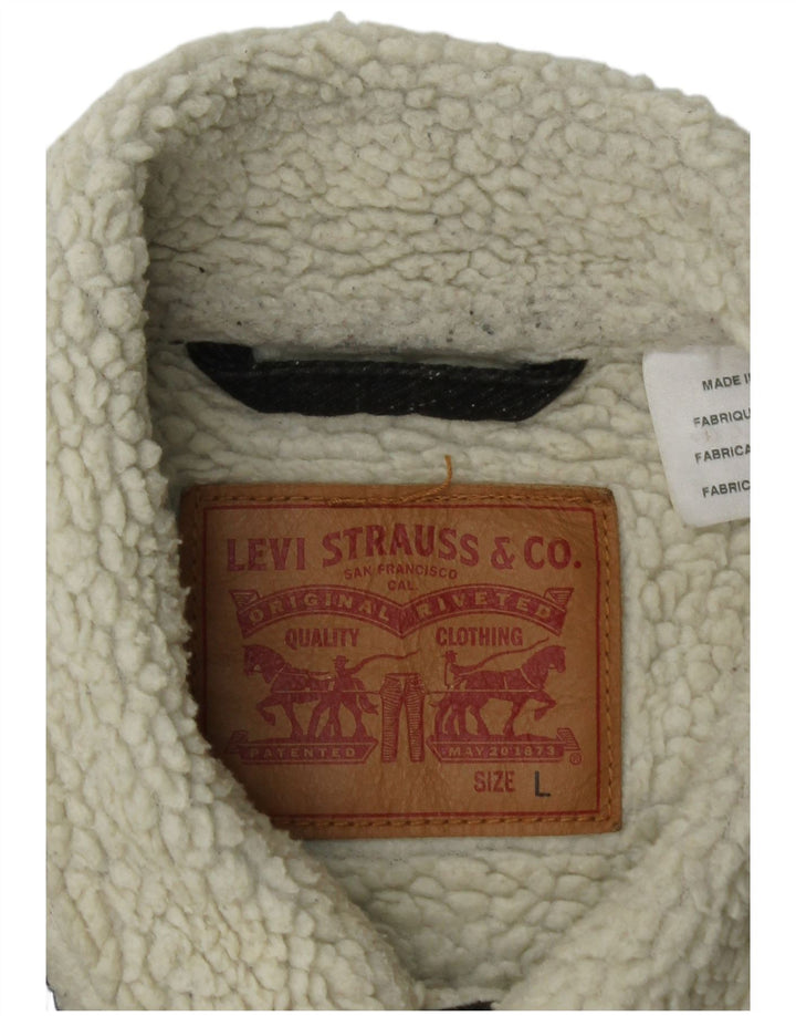 Jaqueta masculina Sherpa Levi's UK 40 grande algodão manchado cinza