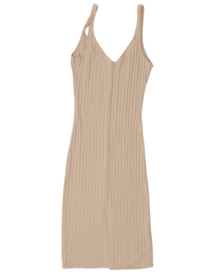 Vestido slip feminino Zara Reino Unido 10 pequeno bege viscose