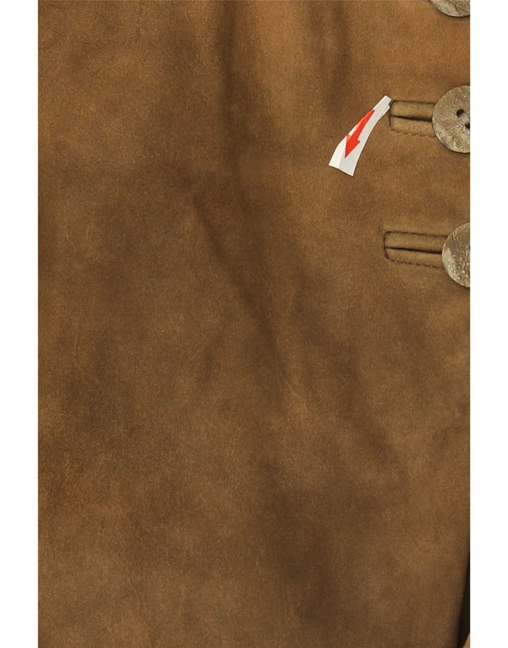 Shorts feminino vintage de camurça de cintura alta W30 couro bege médio