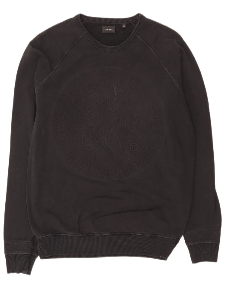 Diesel masculino gráfico moletom jumper médio algodão preto