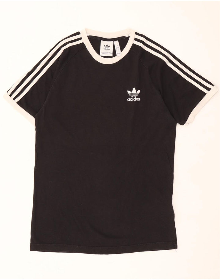 Adidas Mens Camiseta Top Pequeno Algodão Preto