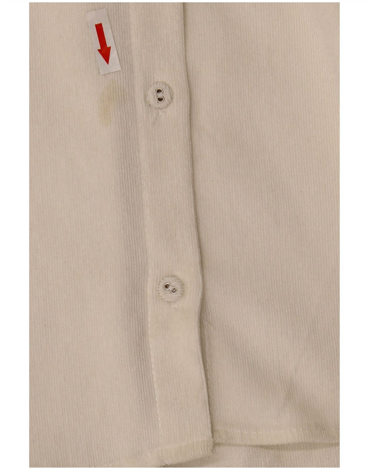 Camisa feminina de veludo cotelê Zara UK 10 pequena poliéster branco