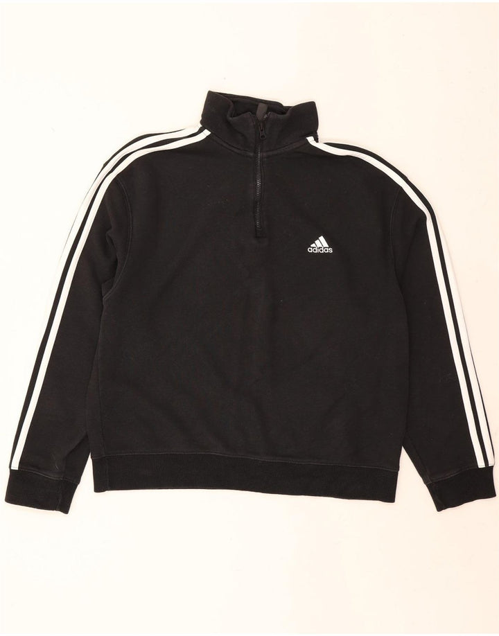 ADIDAS Womens Zip Neck Sweatshirt Jumper UK 20/22 XL Black Cotton Vintage Adidas and Second-Hand Adidas from Messina Hembry 