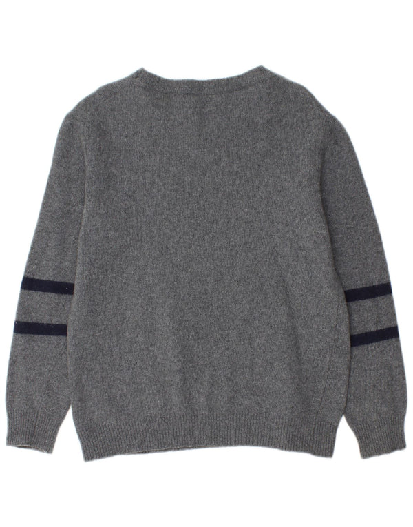 Tommy Hilfiger Womens Boat Neck Jumper Sweater UK 14 Medium Grey Striped
