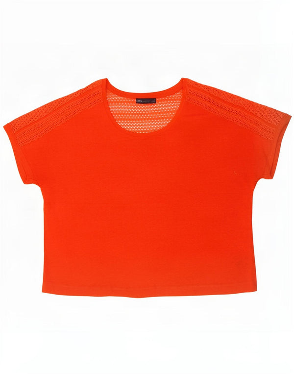Marks & Spencer Womens Oversized T-Shirt Top UK 18 XL Orange Linen