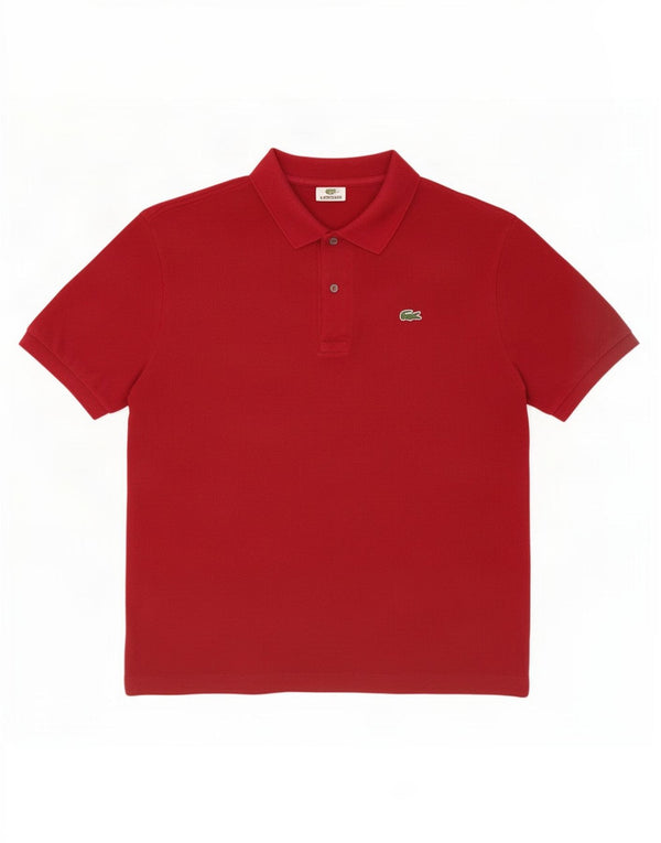 Camisa polo masculina Lacoste tamanho 6 XL algodão vermelho