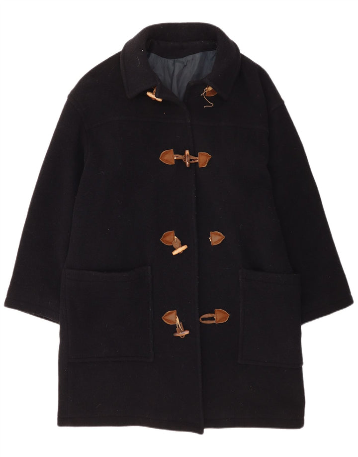 Casaco Duffle Feminino Vintage Oversized Reino Unido 14 Lã Azul Marinho Médio