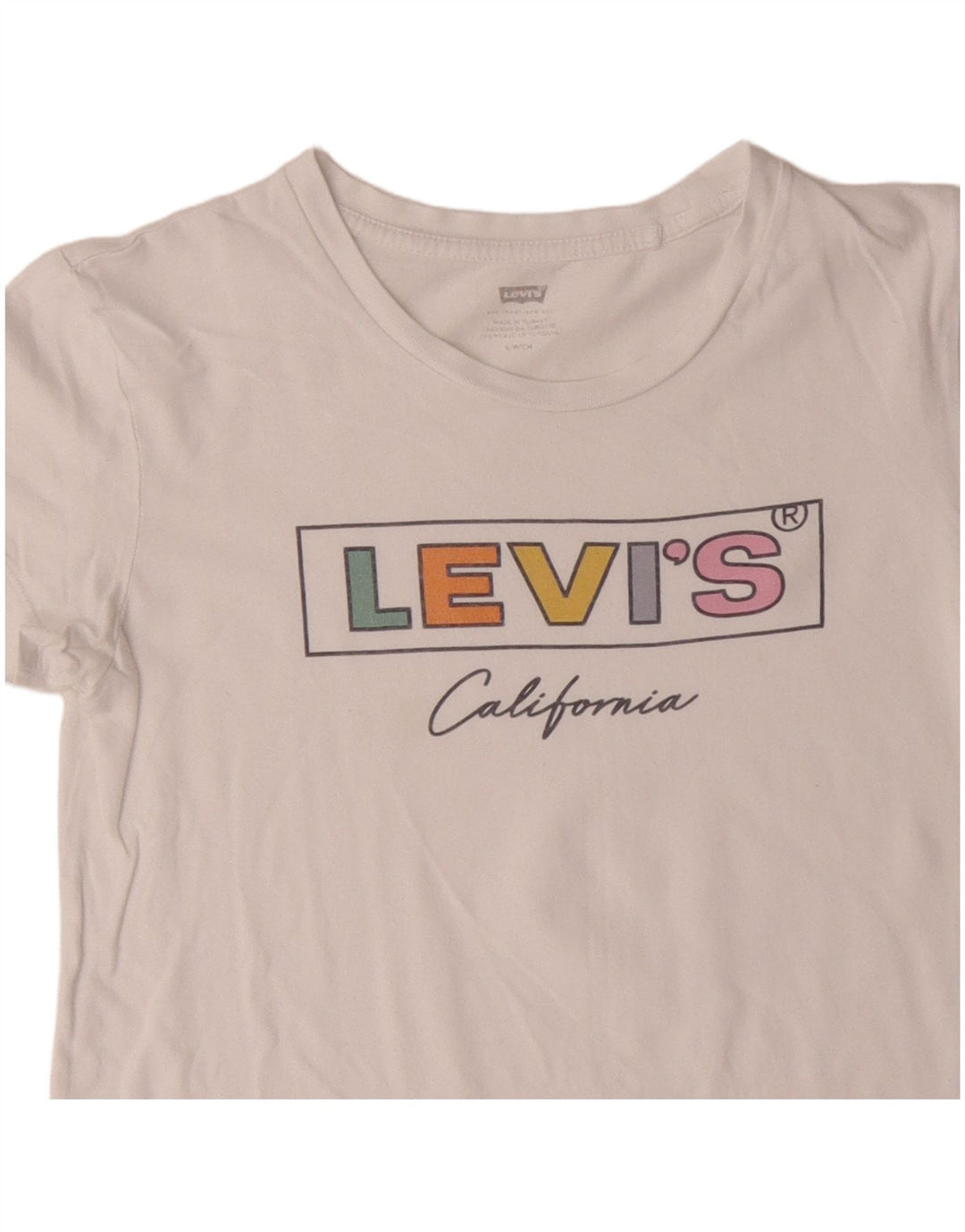 Camiseta feminina com estampa cropped LEVI'S UK 10 algodão branco pequeno