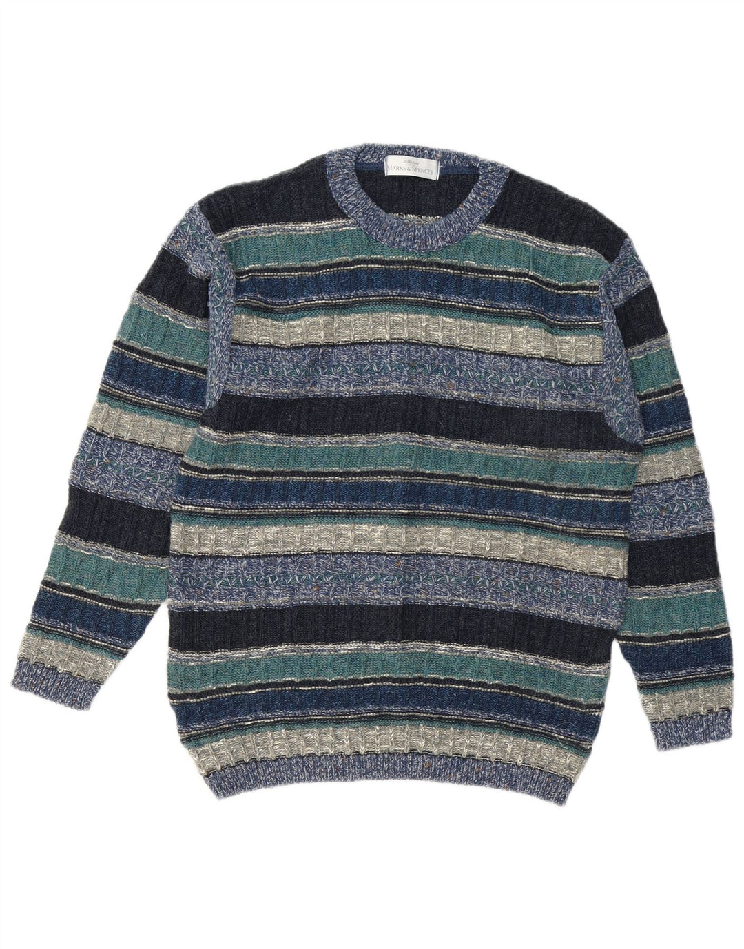Suéter masculino Marks & Spencer St. Michael com gola redonda, azul pequeno
