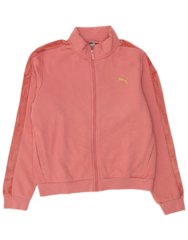 Puma Womens Graphic Tracksuit Top Jacket Reino Unido 16 Grande Algodão Rosa