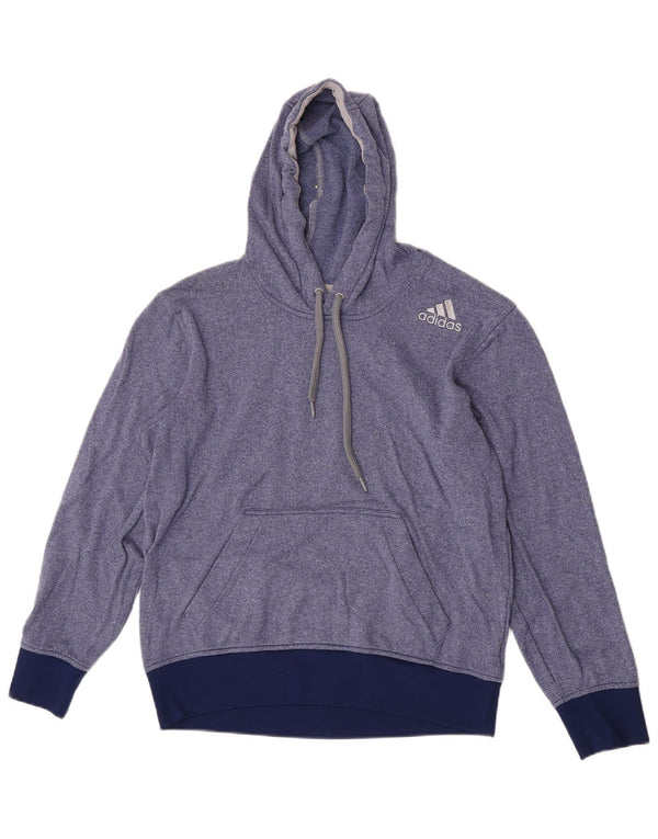 Adidas Womens Hoodie Jumper UK 14 Poliéster manchado azul médio