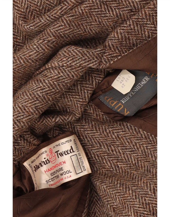 Jaqueta blazer masculina Harris Tweed de ajuste regular Reino Unido 42 grande espinha de peixe marrom