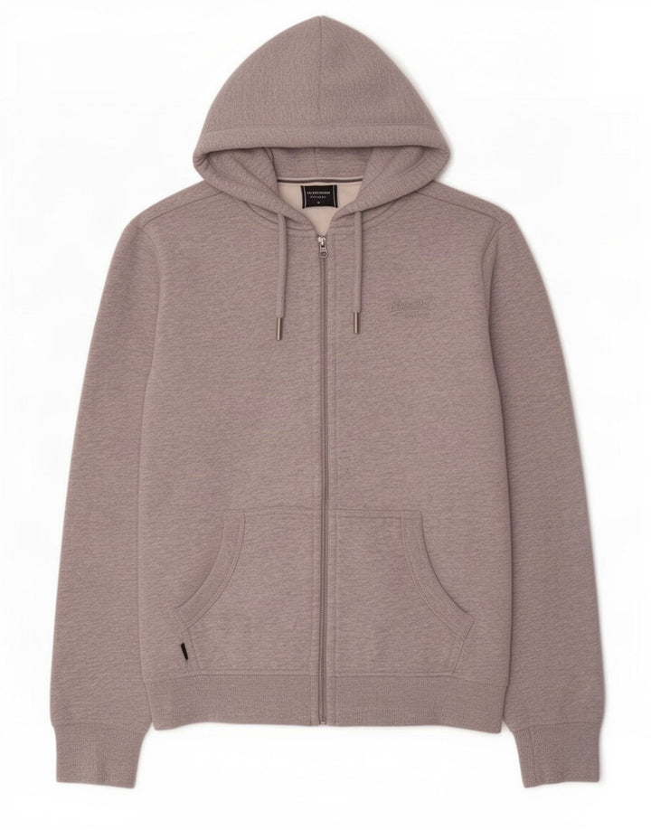 Suéter masculino Superdry com capuz e zíper pequeno algodão cinza