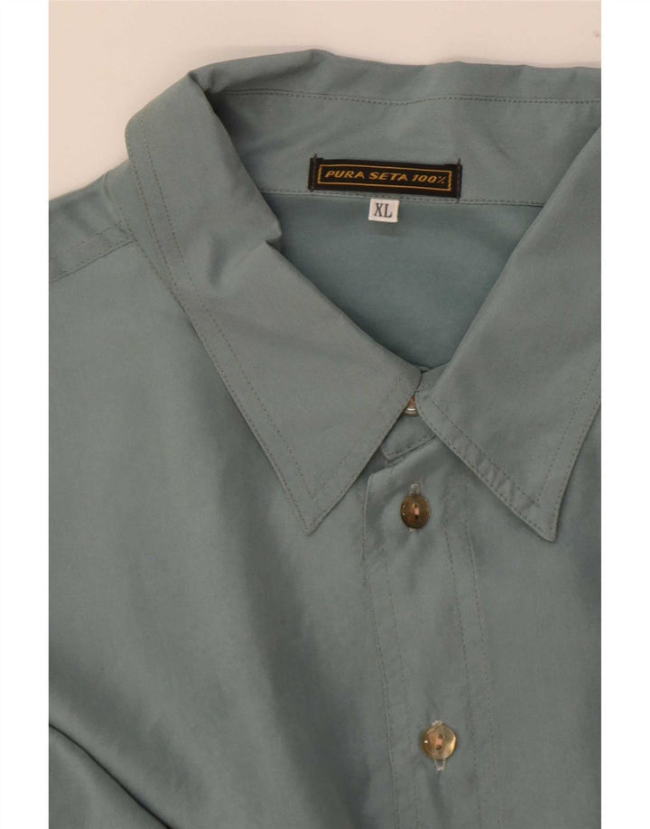 Camisa masculina vintage XL seda verde