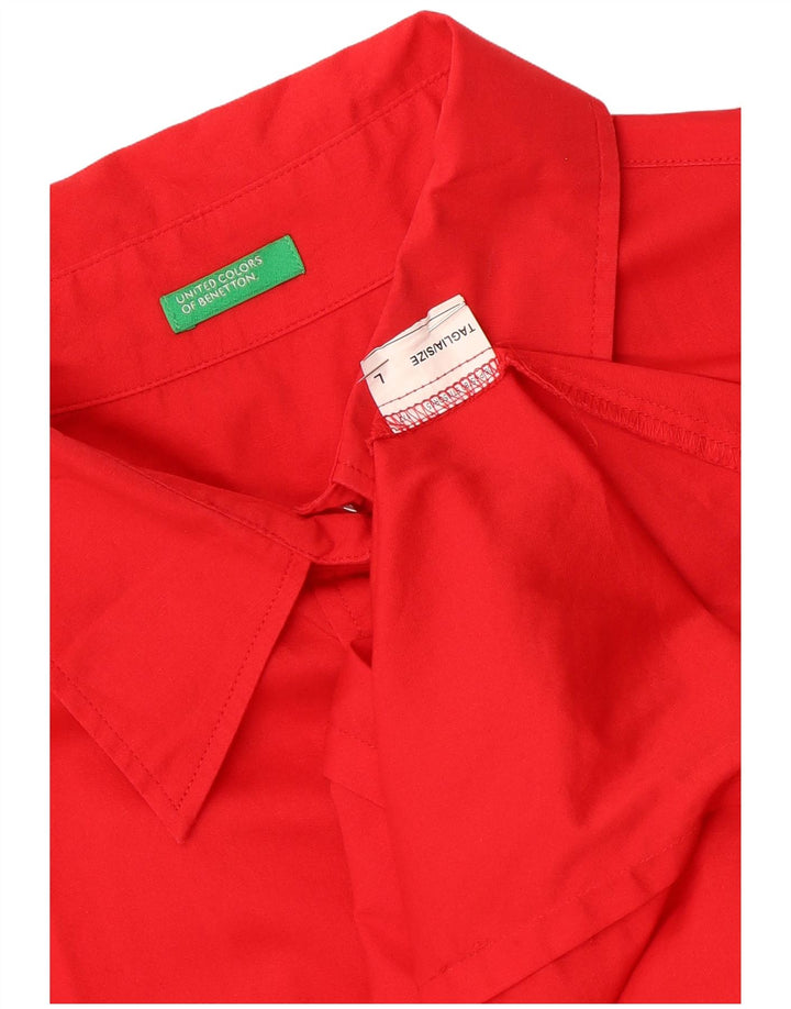 Camisa feminina de manga curta Benetton UK 16 grande vermelha