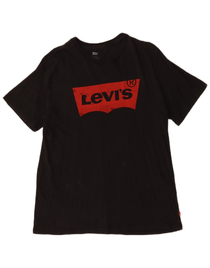Camiseta gráfica masculina Levi's Top grande de algodão preto