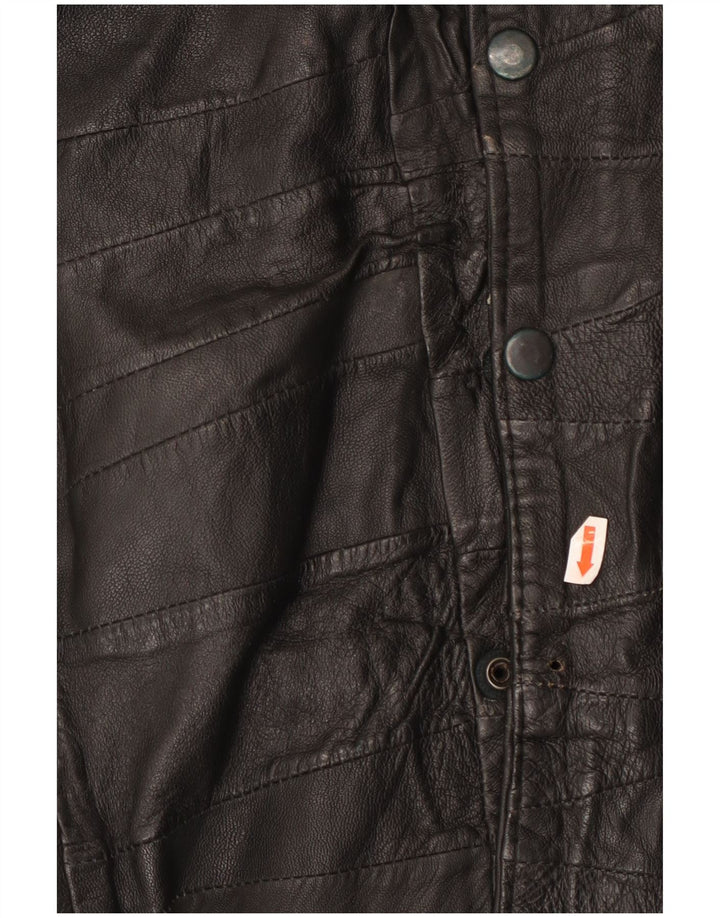 Jaqueta de couro masculina vintage de manga curta UK 40 grande preta