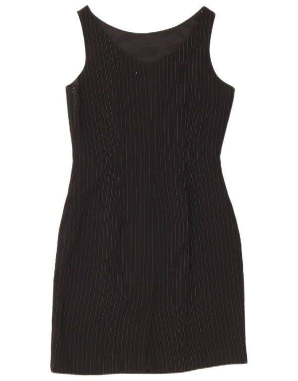 Vestido feminino Hobbs com bainha sem mangas Reino Unido 10 pequeno triacetato preto listrado