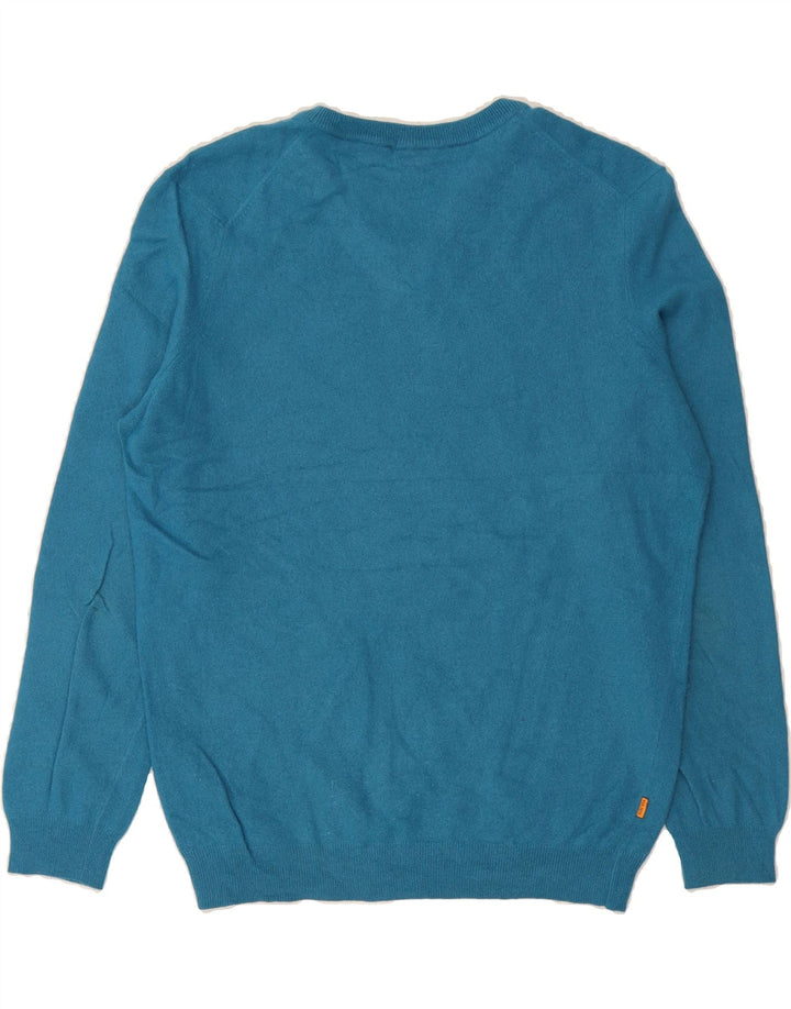 TIMBERLAND Womens V-Neck Jumper Sweater UK 18 XL Blue New Wool Vintage Timberland and Second-Hand Timberland from Messina Hembry 