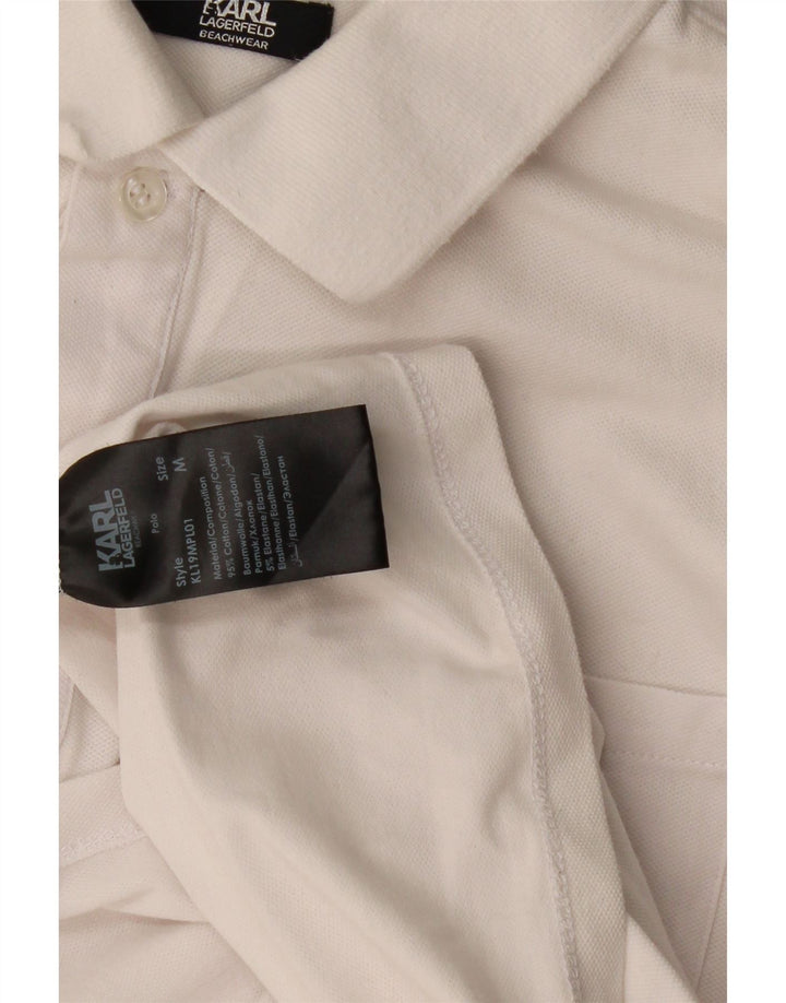 Camisa polo masculina Karl Lagerfeld de algodão branco médio