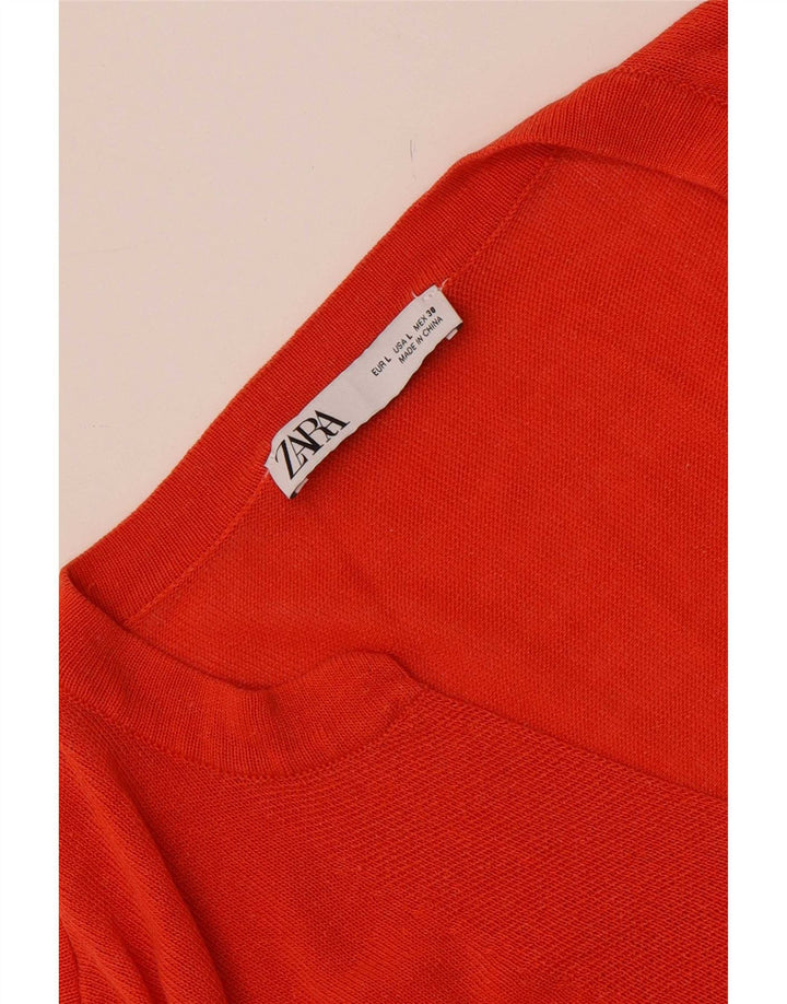 Zara Suéter feminino oversized com decote em V Reino Unido 16 grande laranja