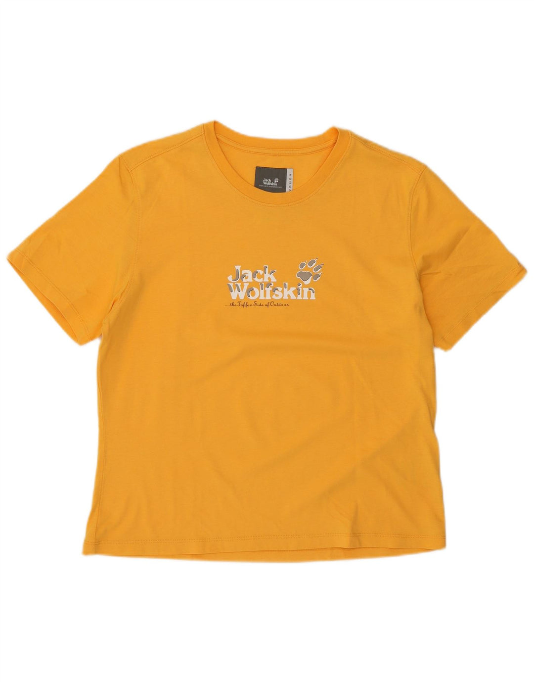 Camiseta feminina JACK WOLFSKIN com estampa gráfica UK 18 XL algodão amarelo