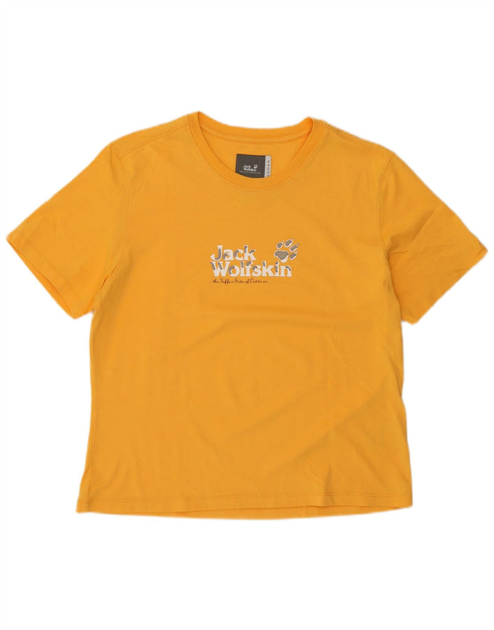 Camiseta feminina JACK WOLFSKIN com estampa gráfica UK 18 XL algodão amarelo