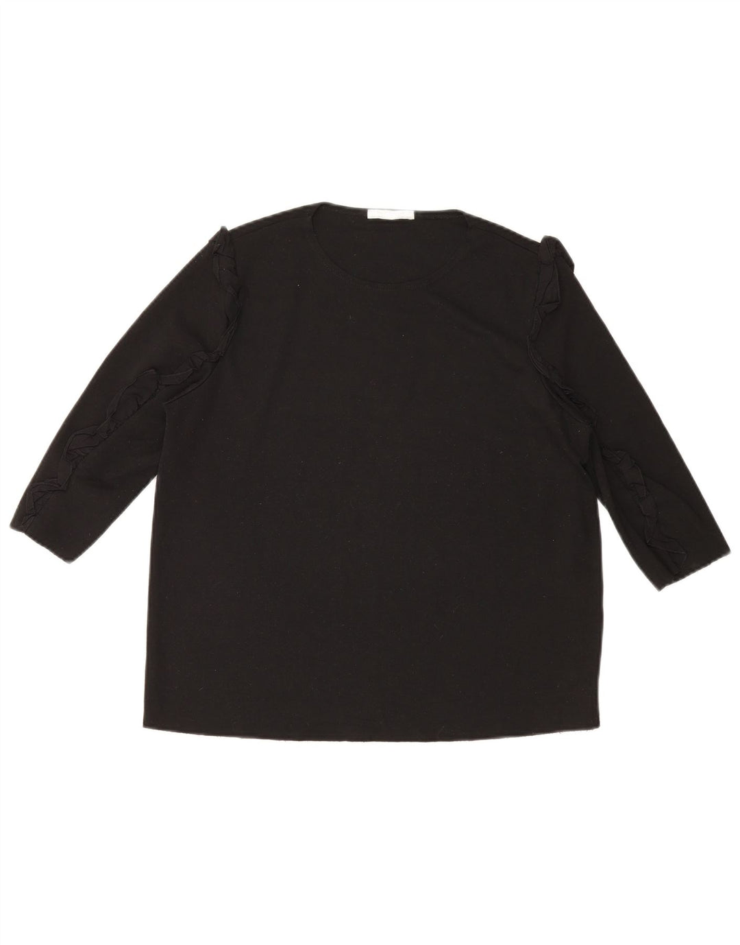 Top feminino Zara manga 3/4 Reino Unido 16 grande algodão preto
