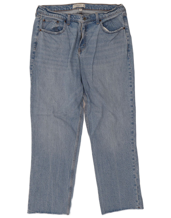 Abercrombie & Fitch Calça jeans feminina curva de cintura média reta W32 L28 azul anos 90