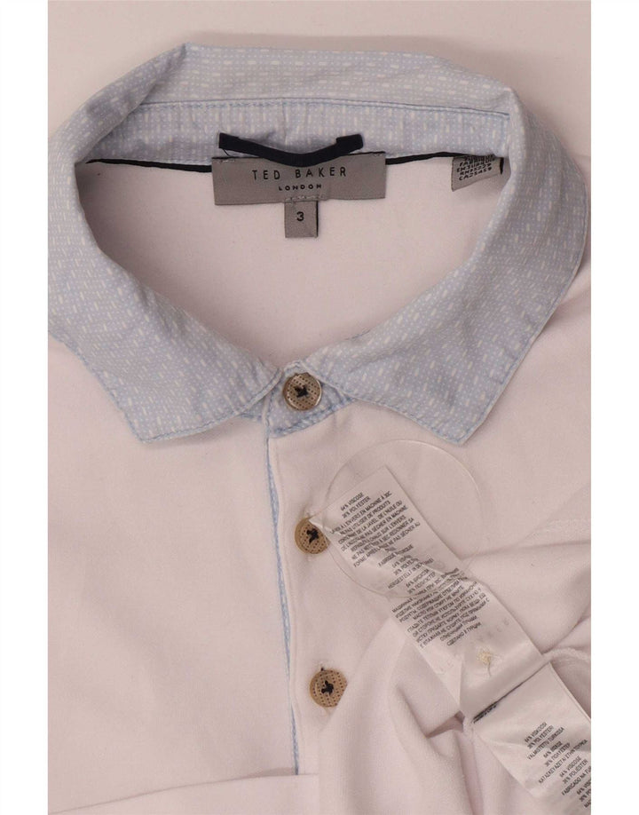 Camisa polo masculina Ted Baker tamanho 3 viscose branca média