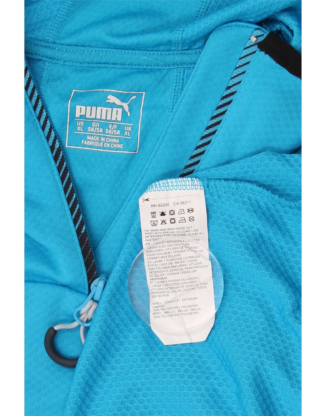 Pulôver masculino PUMA com capuz e zíper e gola alta XL azul poliéster