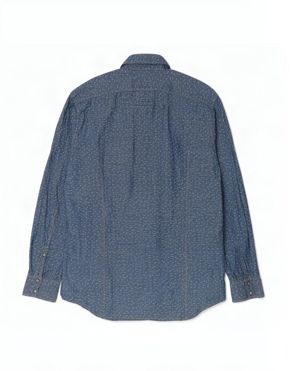 Camisa masculina G-Star XL linho manchado azul