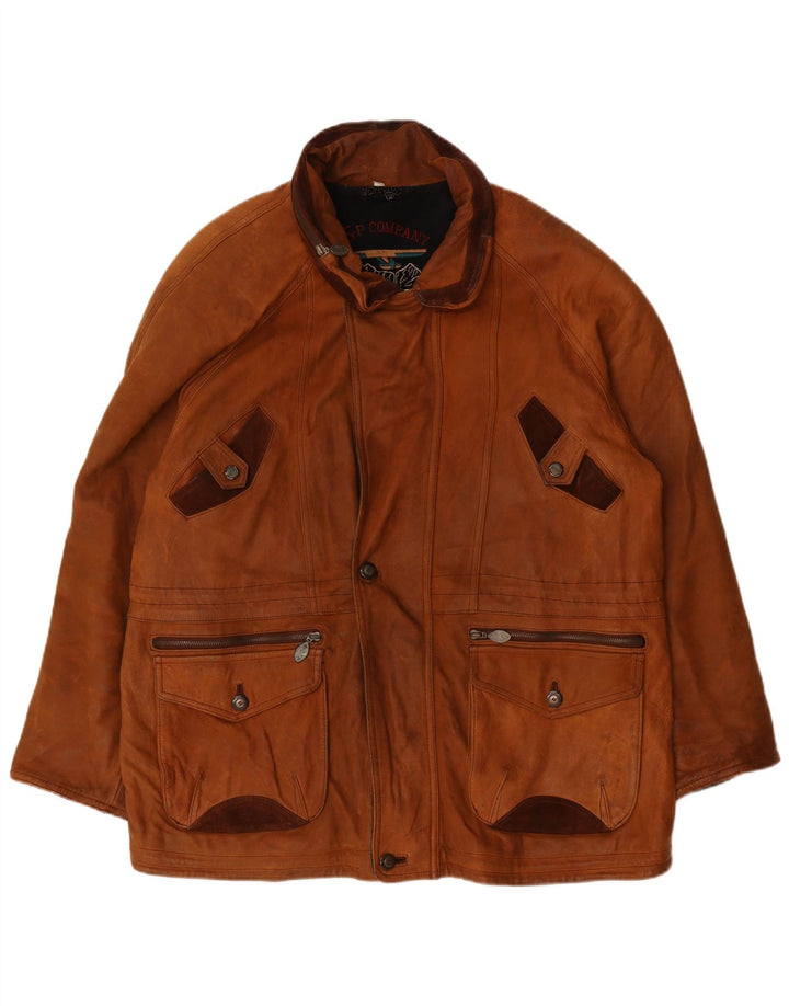Jaqueta de couro masculina vintage IT 52 XL marrom